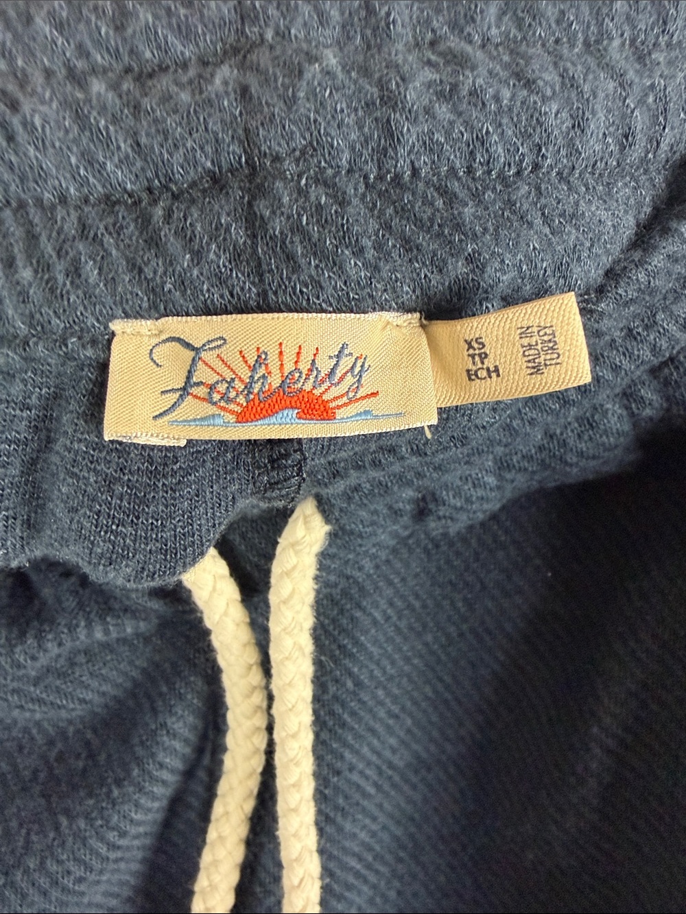 Faherty Legend Lounge Track Pants XS Navy Organic Cotton Wide Leg Side Stripe - Picture 2 of 16